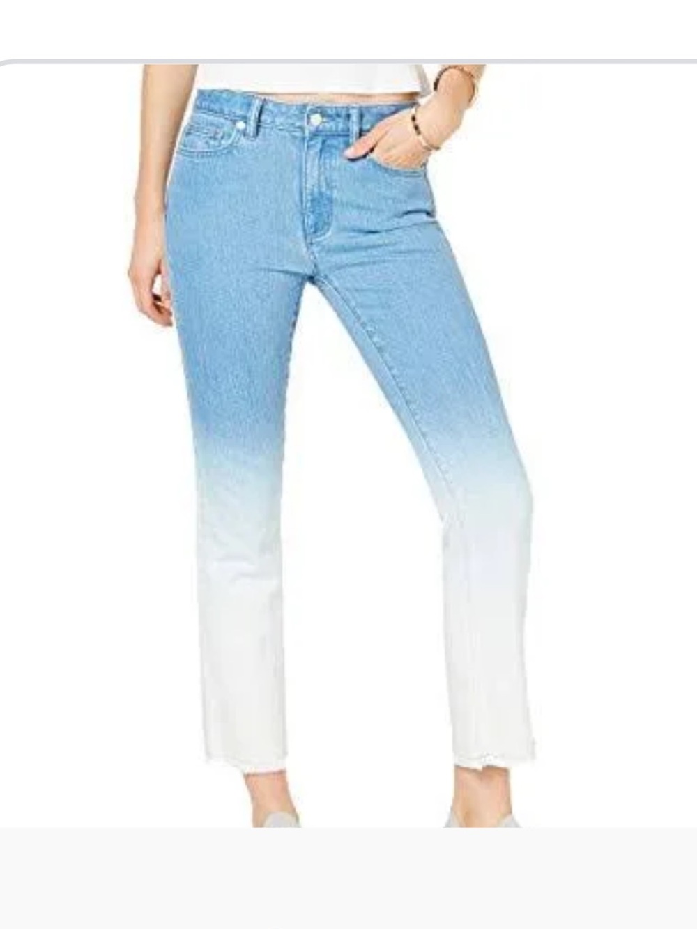 Michael Kors Blue and White Dip-Dye Straight Leg Jeans